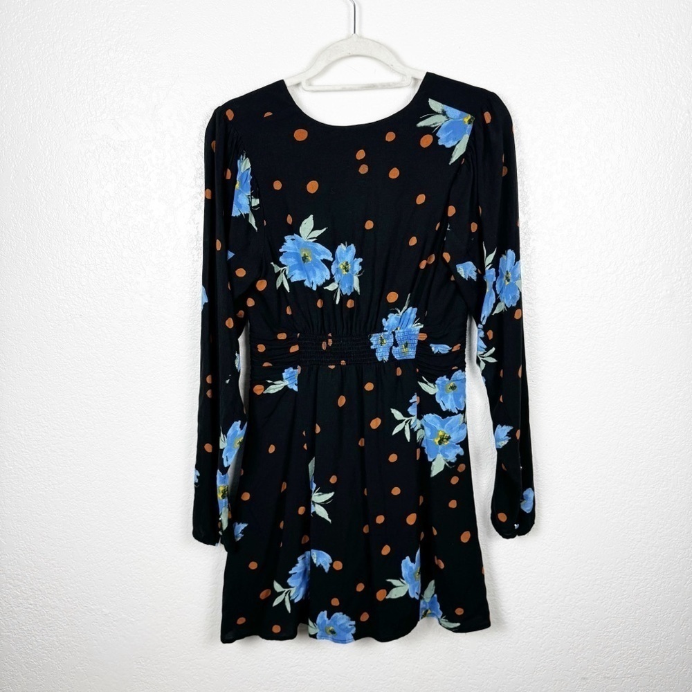 Free People Floral Long Sleeve Mini Dress In Moonlight Combo Size Small - Picture 7 of 7